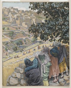 Uczniowie jedzą pszenicę, ilustracja z Życia naszego Pana Jezusa Chrystusa (wc nad grafitem na papierze) autorstwa James Jacques Joseph Tissot