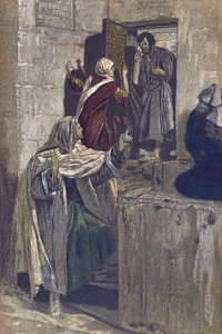 Pierwsze zaparcie się św. Piotra - Pierwsze zaparcie się św. Piotra - z „Życia naszego Pana Jezusa Chrystusa”” - 1899 James Tissot - La vie de notre seigneur Jesus Christ, Jacques Joseph (Jacques Joseph) Tissot dit James Tissot (1836-1902) autorstwa James Jacques Joseph Tissot