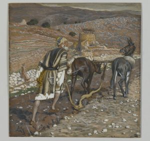Człowiek przy orce, ilustracja z Życia naszego Pana Jezusa Chrystusa (wc nad grafitem na papierze) autorstwa James Jacques Joseph Tissot