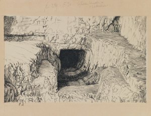 Okrągły kamień widziany z zewnątrz, ilustracja z Życia naszego Pana Jezusa Chrystusa (tusz na papierze) autorstwa James Jacques Joseph Tissot