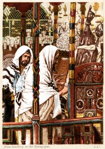 Jezus nauczający w synagodze - Św. Mateusz - Biblia autorstwa James Jacques Joseph after Tissot