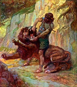Samson zabija lwa – J James Tissot - Biblia