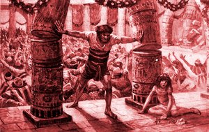 Samson stawia filary – Tissot - Biblia