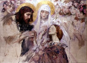 Chrystus błogosławi młodą kobietę (olej na płótnie) autorstwa James Jebusa Shannon