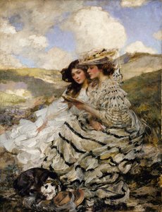 Na wydmach Lady Shannon i Kitty, ca. 1900-1910.