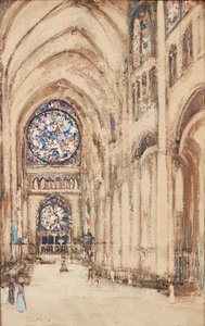 Wnętrze kościoła, Rouen, Francja (akwarela)