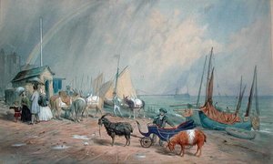 Brighton Beach (akwarela z bodycolorem na papierze) autorstwa James Large