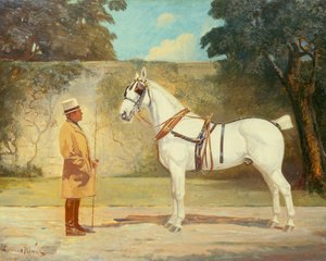 Ambrose Clark z ulubionym woźnicą (olej na płótnie) autorstwa James Lynwood Palmer
