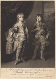 George Duke of Buckingham ze swoim bratem Franciszkiem autorstwa James MacArdell after Sir Anthony van Dyck
