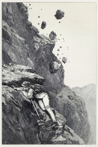 Kanonada na Matterhorn, z Wyścigów wśród Alp w latach 1860-69, wyd. 1871 (grawerowanie)
