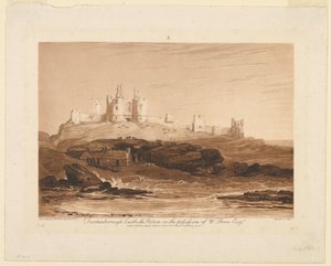 Zamek Dunstanburgh, z „Liber Studiorum”, część III autorstwa James Mallord William Turner