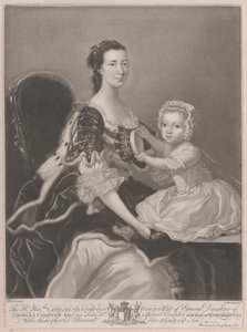 Wielce Czcigodna Catherine Compton…, hrabina Egmont…, z mistrzem Charlesem Percevalem, jej najstarszym synem autorstwa James McArdell