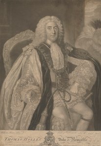 Thomas Pelham-Holles, 1.książę Newcastle upon Tyne i 1.książę Newcastle pod boreliozą autorstwa James McArdell