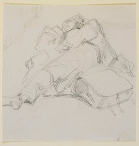 Mężczyzna śpi na stercie bagażu autorstwa James Abbott McNeill Whistler
