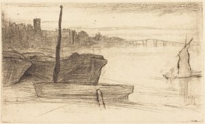 Most Chelsea i kościół autorstwa James McNeill Whistler