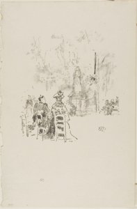Rozmowa pod posągiem, Ogrody Luksemburskie autorstwa James Abbott McNeill Whistler