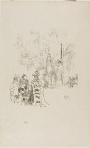 Rozmowa pod posągiem, Ogrody Luksemburskie autorstwa James Abbott McNeill Whistler