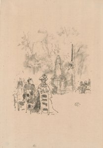 Rozmowa pod posągiem, Ogrody Luksemburskie autorstwa James Abbott McNeill Whistler