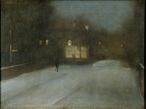 Szary i złoty - Śnieg w Chelsea autorstwa James Abbott McNeill Whistler