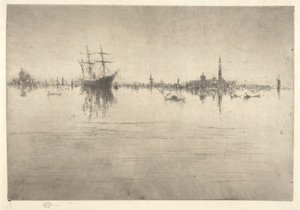 Nokturn, z pierwszego zestawu weneckiego (Wenecja, seria dwunastu akwafort) autorstwa James Abbott McNeill Whistler