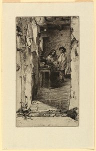 Zbieracze szmat, dzielnica Mouffetard, Paryż autorstwa James Abbott McNeill Whistler