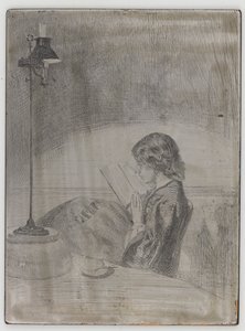 Czytanie przez Lamplight autorstwa James Abbott McNeill Whistler