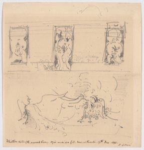 Szkic pokoju z pawiem autorstwa James McNeill Whistler