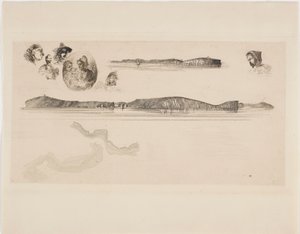 Szkice na płycie pomiarowej wybrzeża autorstwa James Abbott McNeill Whistler