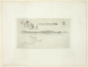 Szkice na płycie pomiarowej wybrzeża autorstwa James Abbott McNeill Whistler