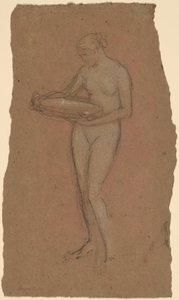Stojąca akt kobiecy trzymający miskę [rekto] autorstwa James Abbott McNeill Whistler