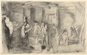 Kuźnia, z zestawu Tamizy (Seria szesnastu rycin przedstawiających sceny nad Tamizą i inne tematy) autorstwa James Abbott McNeill Whistler