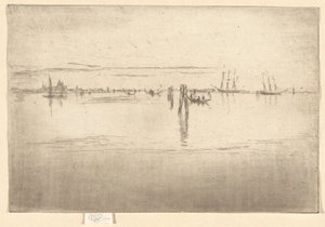 Długa Laguna, z Drugiego Zestawu Weneckiego (Zestaw 26 Akwafort) autorstwa James Abbott McNeill Whistler