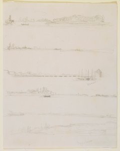 Ren , w pobliżu Wormacji i Oppenheim autorstwa James Abbott McNeill Whistler