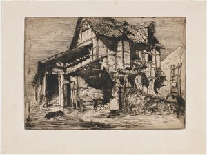 Niebezpieczna Kamienica. Jedna z dwunastu akwafort z natury (zestaw francuski) autorstwa James Abbott McNeill Whistler