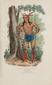 KAA-NUN-DER-WAAGUINSE-ZOO lub zbieracz jagód; słynny wódz Chippewa, z aborygeńskiego portfolio autorstwa James Otto Lewis