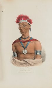 MAUCK-COOMAUN; sławny wódz Ioway, z aborygeńskiego portfolio autorstwa James Otto Lewis