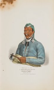 TENS-QUA-TA-WA lub Ten, Który Otwiera Drzwi; Prorok Shawnese (brat Tecumthe), z Portfolio Aborygenów autorstwa James Otto Lewis