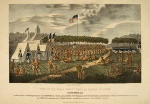 Widok Wielkiego Traktatu, który odbył się w Prairie du Chien, wrzesień 1825 r. autorstwa James Otto Lewis