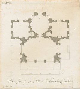 Weston-under-Lizard - Świątynia Diany: grawerowanie, bd [c 1765-1770] (druk)