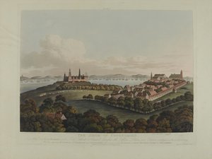 Dania 1807: Oblężenie Kopenhagi, ryty Robert Pollard (1792-1867) i Joseph Constantine Stadler (1780-1812) wydane w 1807 (kolorowa akwatinta)