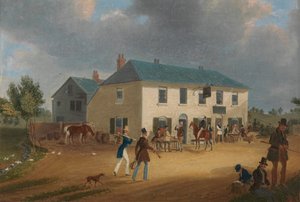 Na zewnątrz Pike and Anchor Inn w Ponders End, Middlesex autorstwa James Pollard