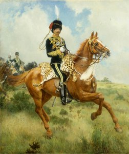 Portret pułkownika A.G. Lucasa z Suffolk Yeomanry na koniu
