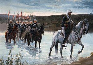 17. ułanów w marszu w środkowych Indiach w 1858 r. (kolor lito)