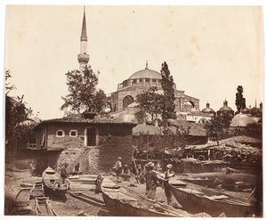 „Schody w Tophannie” [Stambuł. Meczet z jednym minaretem] autorstwa James Robertson