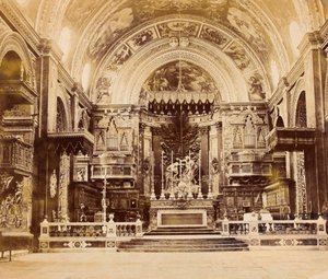 Wnętrze konkatedry św. Jana w Valletcie, Malta, 1850