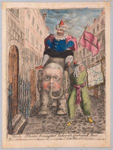 Carlo Khans Triumfalne Wejście na Leadenhall Street, wyd. 1783 (grawerowanie ręcznie kolorowane)