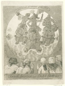 Spotprent op de Franse invasie, 1795 Francuska inwazja na holenderskie dno. Ombres Chinoises / Terror the Order of the Day (tytuł na obiekcie)