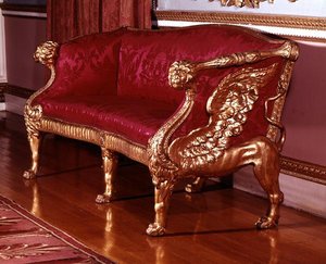 Sofa ze skrzydlatymi wspornikami z końca lwa, ok. 1760 (patrz również 148804) autorstwa James Stuart