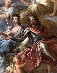 Sufit Sali Malowanej, detal Król Wilhelm III 1650-1702 i Królowa Maria II 1662-94 Intronizowana, 1707-14 patrz 208087