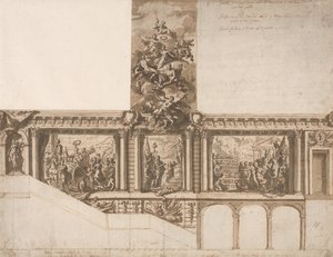 Projekt sufitu, ścian i schodów autorstwa James Thornhill